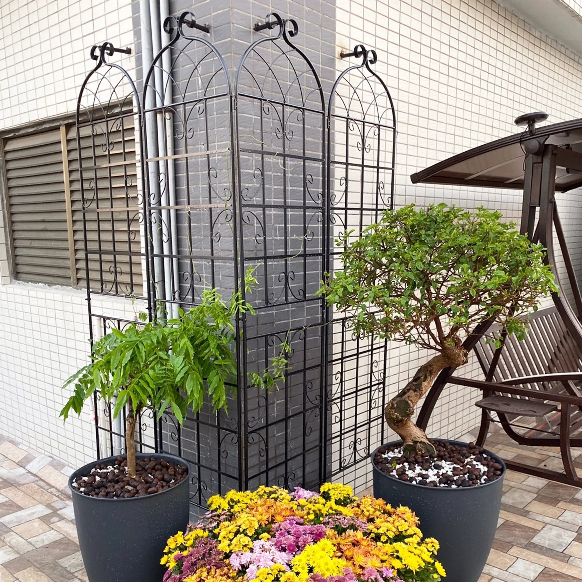 Metal Garden Trellis 4 Pack Rustproof Climbing Plant Supports by HouseOfZazla