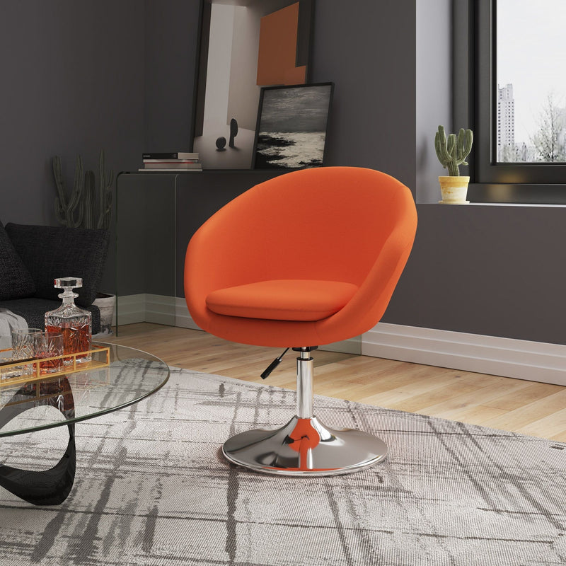Upholstered Swivel Lounge Chair & Adjustable Height - Orange by HouseOfZazla