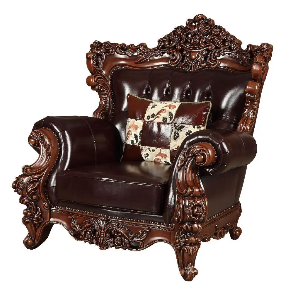 Forsythia - Chair - Espresso Top Grain Leather Match & Walnut by Unique Piece Furniture