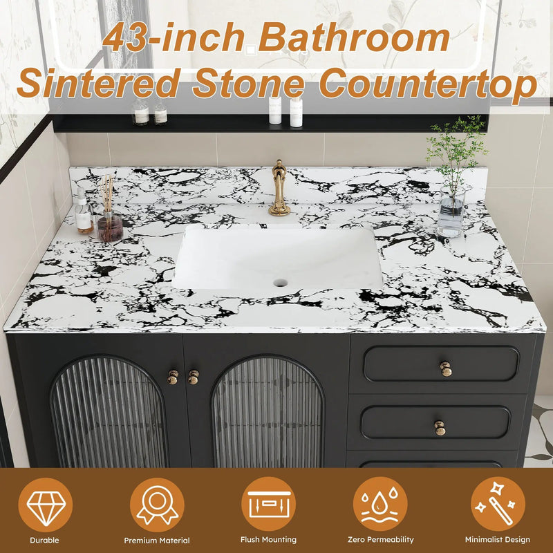 43"x22" Bathroom Vanity Top with Undermount Ceramic Sink and Backsplash by HouseOfZazla