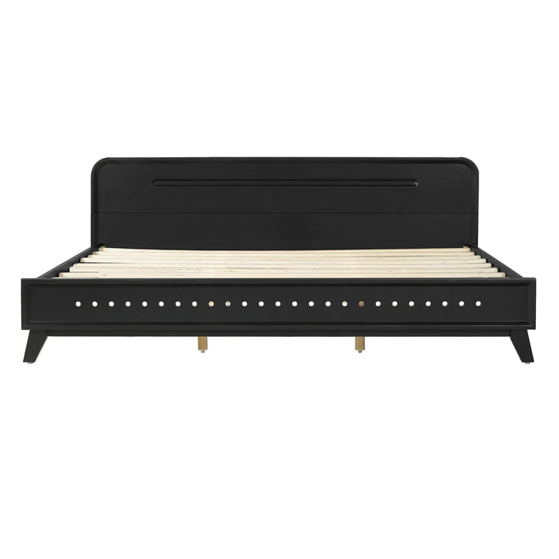 Pine Solid Wood King Size Bed, Solid and Stable, No Box Spring Needed by HouseOfZazla