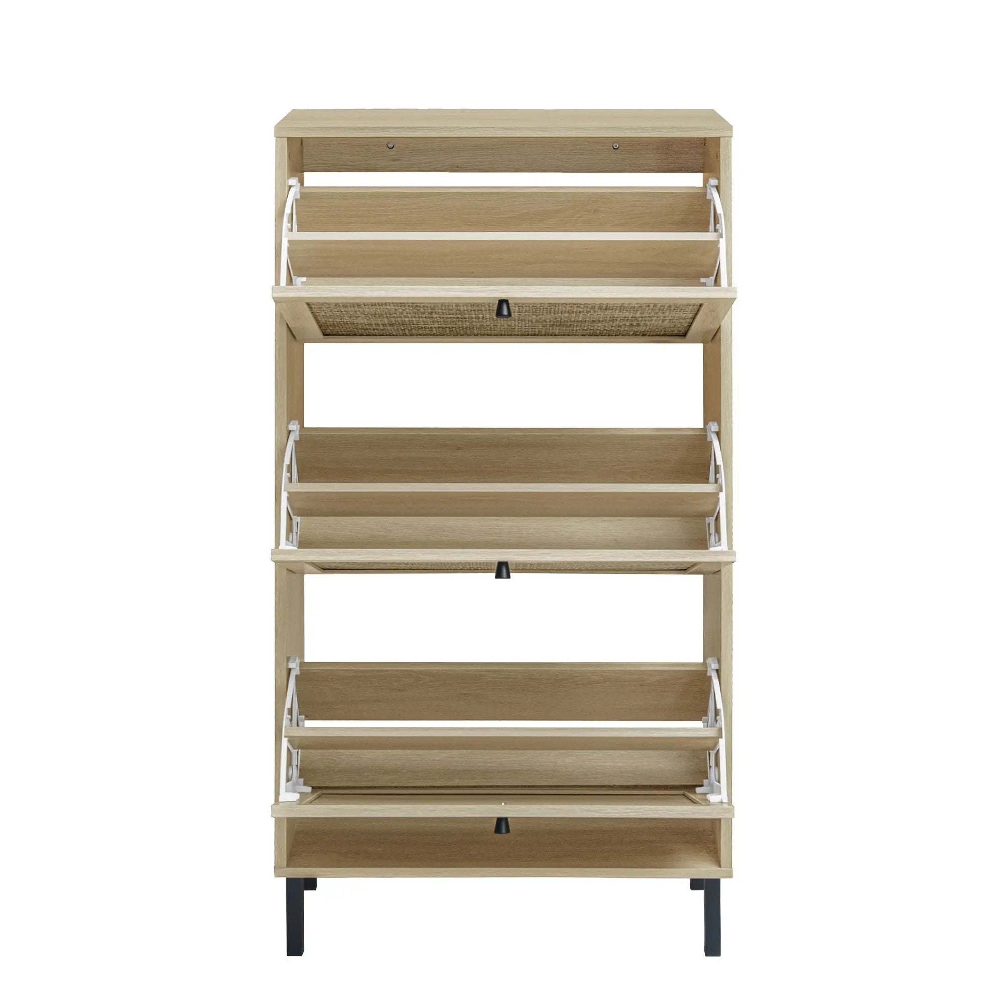 Modern Rattan 3 Door Shoe Rack Cabinet for Entryway by HouseOfZazla