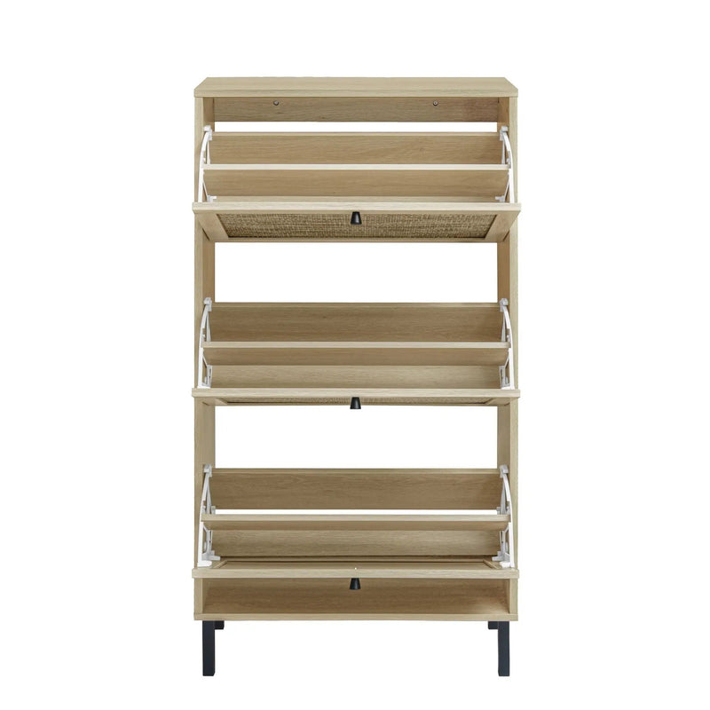 Modern Rattan 3 Door Shoe Rack Cabinet for Entryway by HouseOfZazla