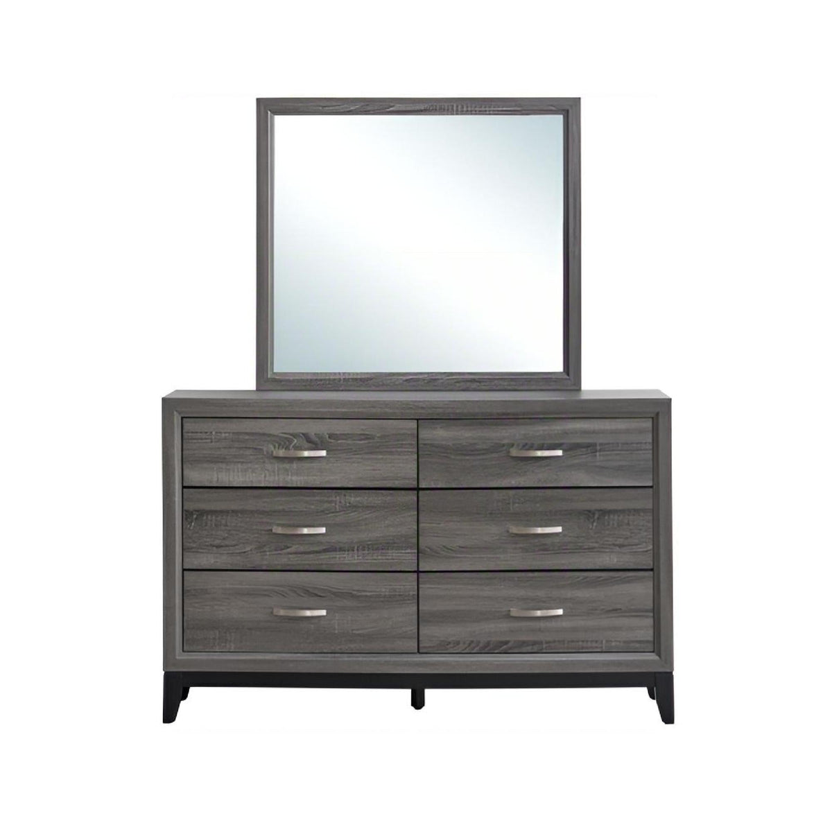 Dresser With 6 Drawers with Laminate Wood Grain Pattern - Dark Gray or White