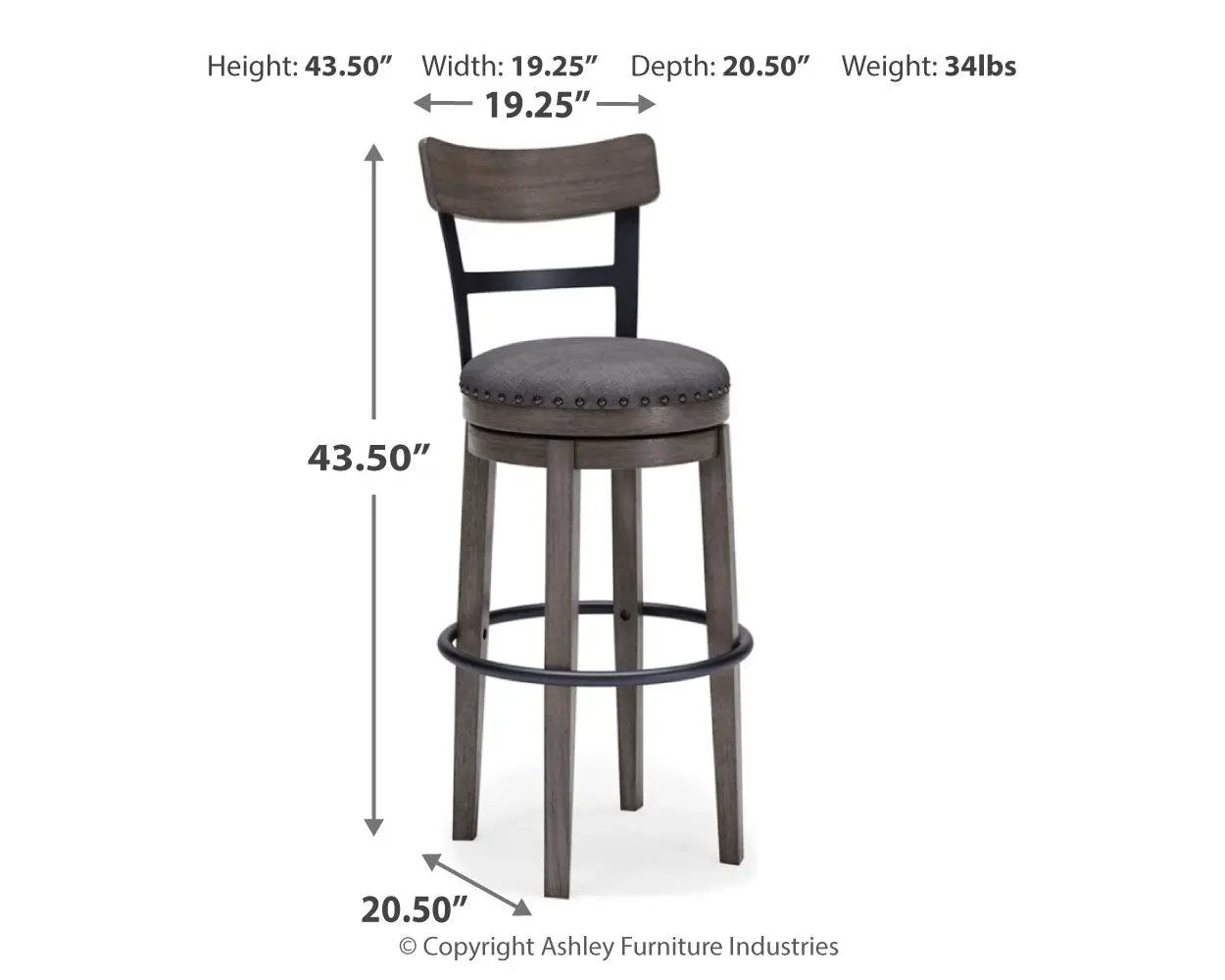 Caitbrook - Tall UPH Swivel Barstool - Gray by Unique Piece Furniture