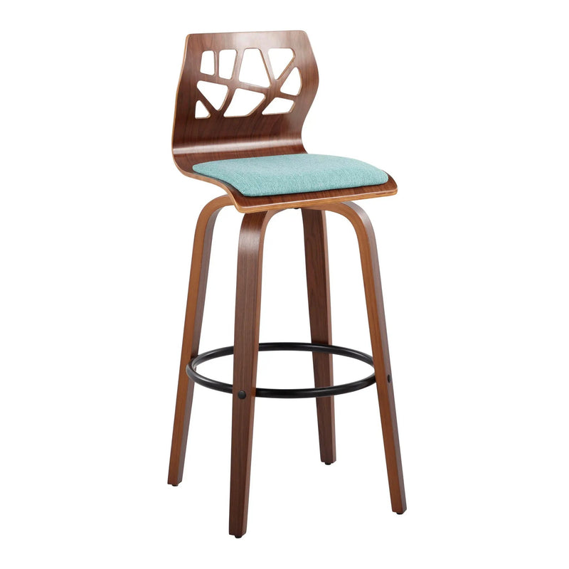 Folia - Mid Century Modern Fixed Height Barstool With Swivel With Round Footrest (Set of 2) by HouseOfZazla