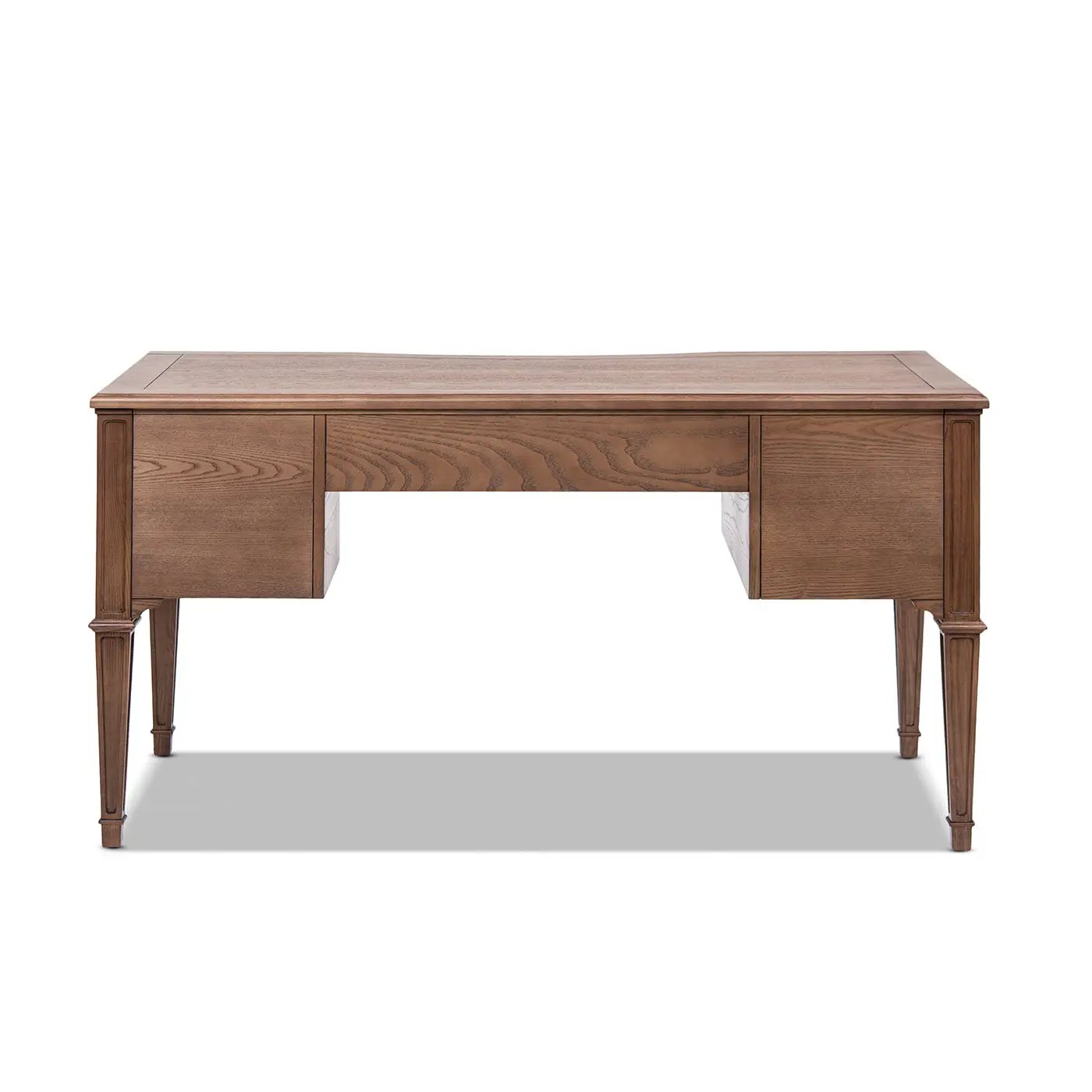 Dauphin Gold Accent 5-Drawer Wood Executive Desk Brown Ash Wood & Veneer by HouseOfZazla