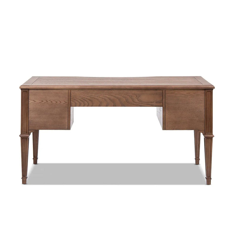 Dauphin Gold Accent 5-Drawer Wood Executive Desk Brown Ash Wood & Veneer by HouseOfZazla