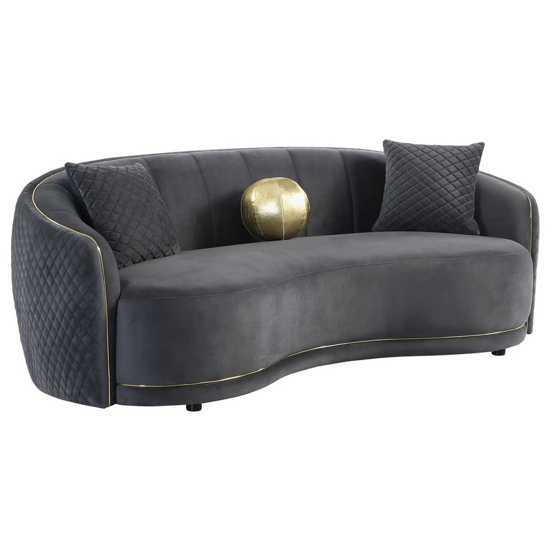 Lorraine - 2 Piece Upholstered Sofa Set With Tufting Trim - Dark Gray by HouseOfZazla