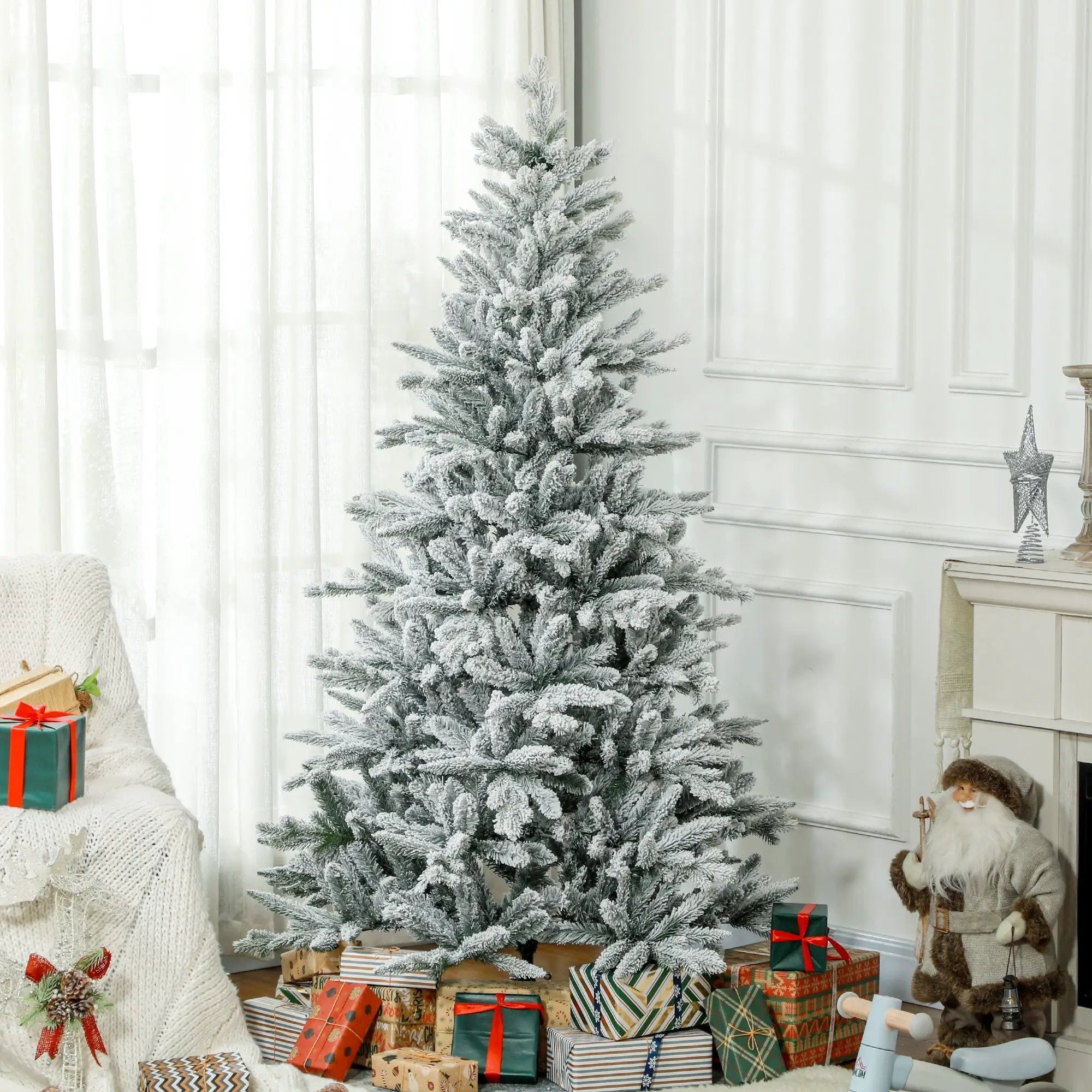 HOMCOM 6ft Snow Flocked Artificial Christmas Tree by HouseOfZazla