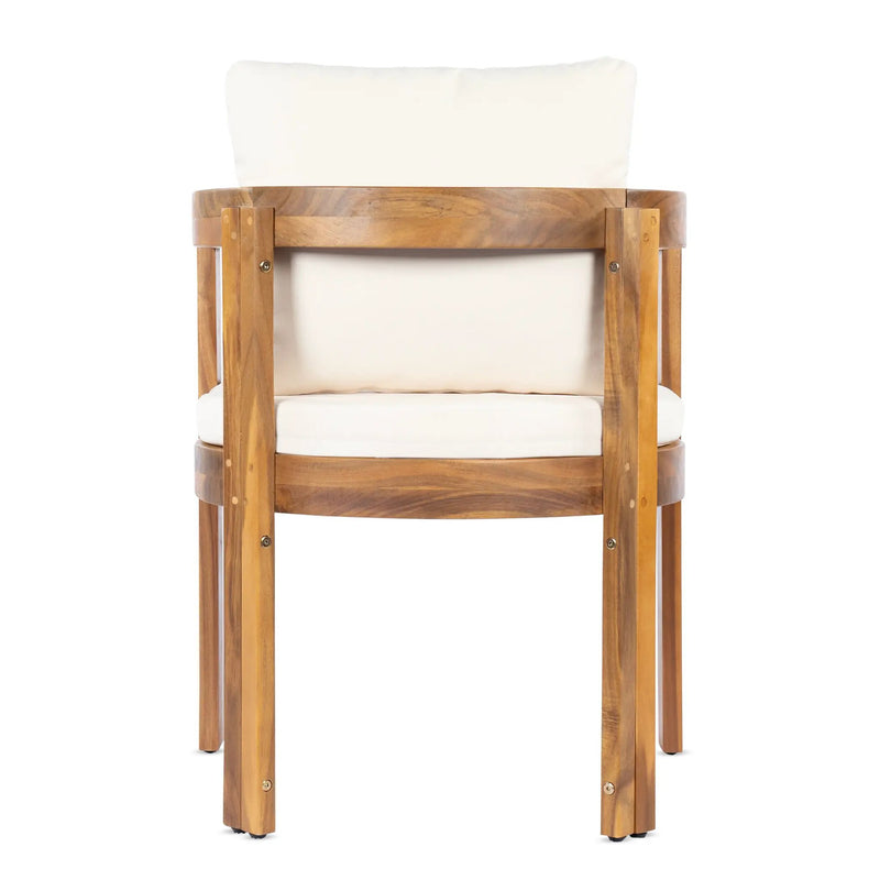 7 Pieces Acacia Wood Outdoor Dining Set with Cream Cushions by HouseOfZazla