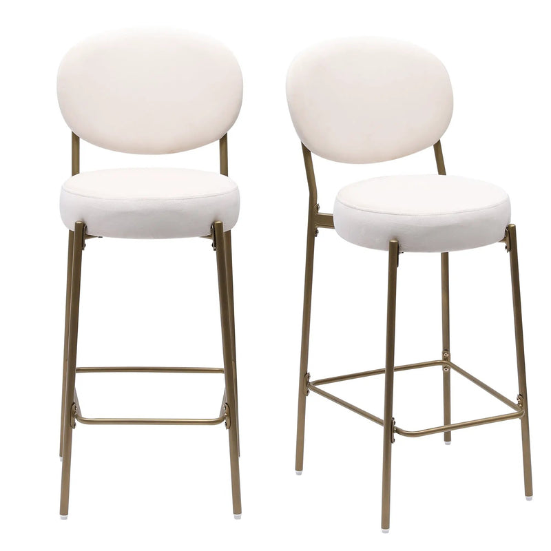 29'' Upholstered Velvet Bar Stools with Backrest & Footrest - Set of 2 by HouseOfZazla