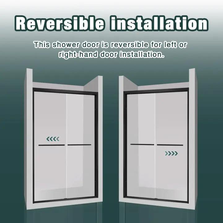 Aluminum Frame Double Sliding Shower Door - Bypass Bathroom Door by HouseOfZazla