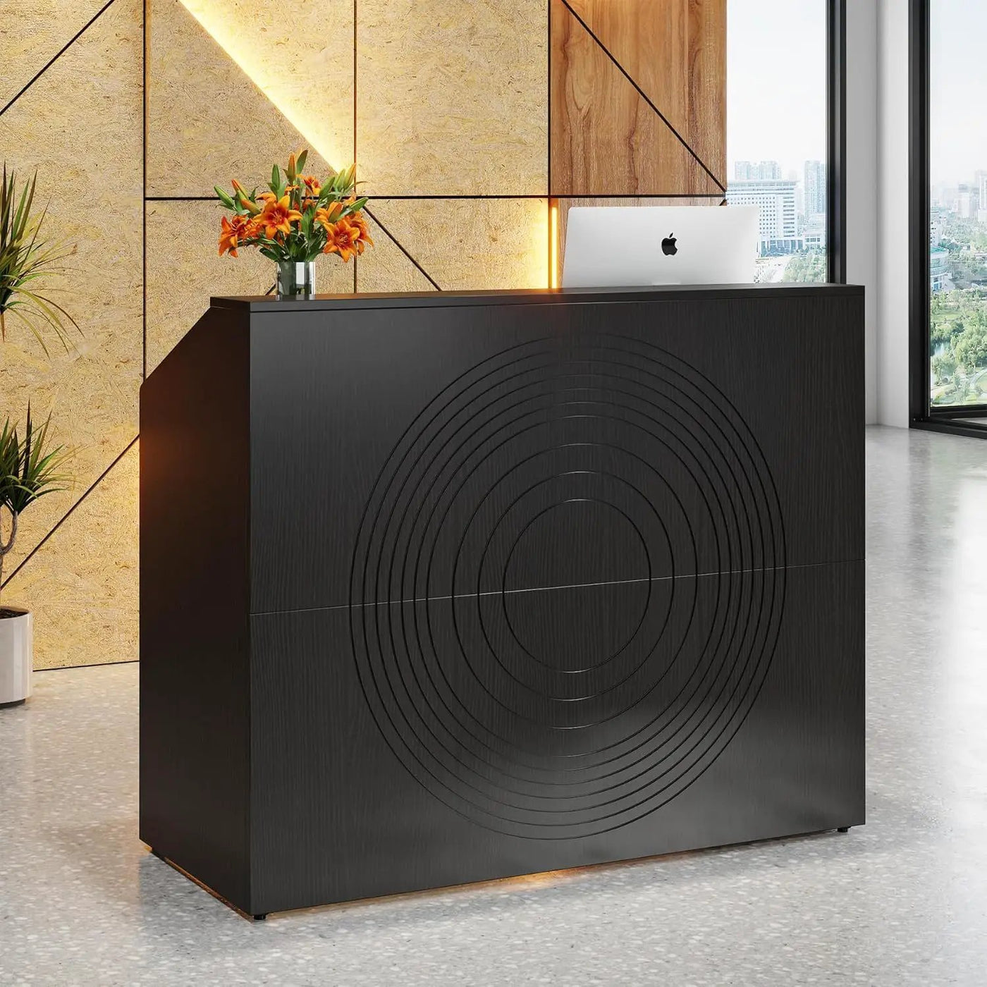 Modern Reception Desk, Front Desk Table With Cable Grommet & Privacy Panels by HouseOfZazla