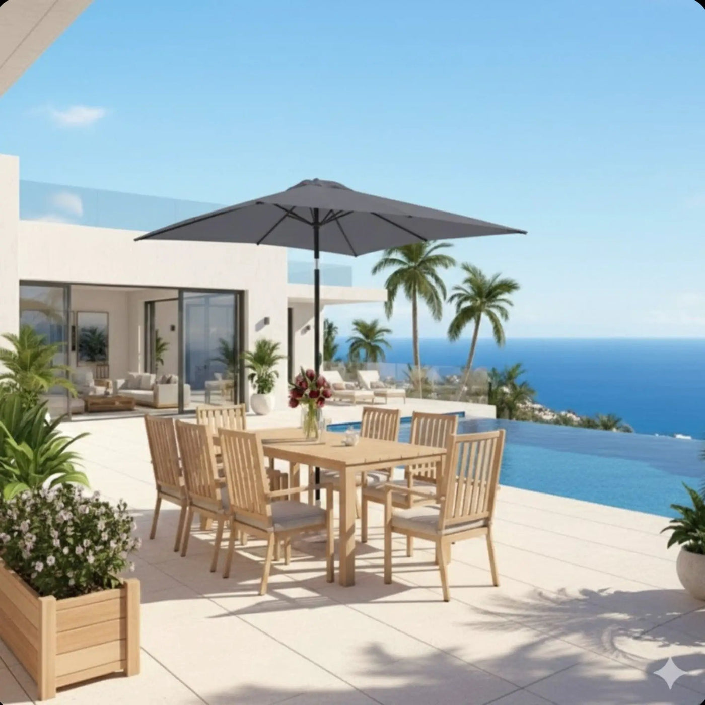 Rectangular Patio Umbrella With Crank Tilt, Polyester UV-Resistant Canopy by HouseOfZazla