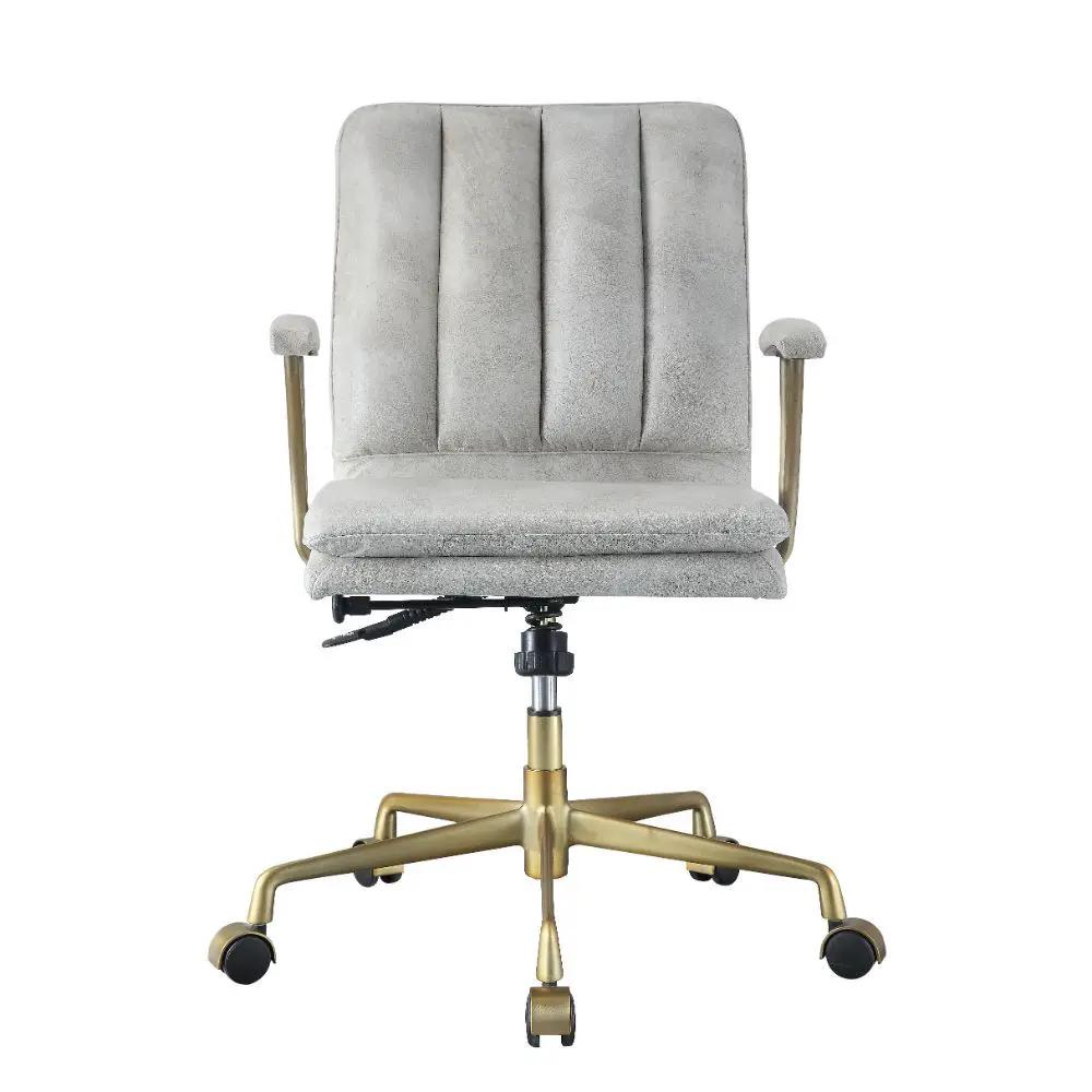 Damir - Office Chair - Vintage White Top Grain Leather & Chrome by Unique Piece Furniture