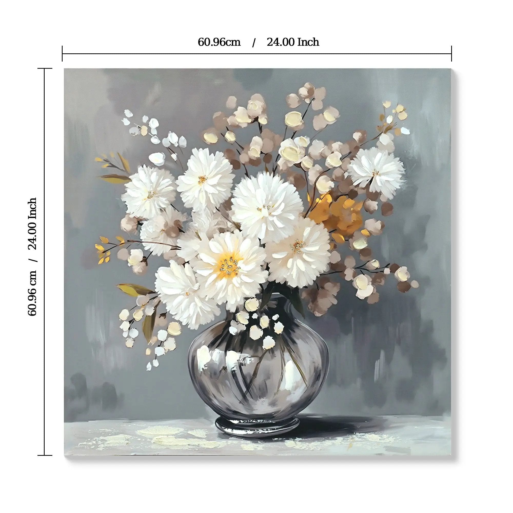 Chrysanthemum Vase Canvas Wall Art Decor Country - Stone White by Unique Piece Furniture