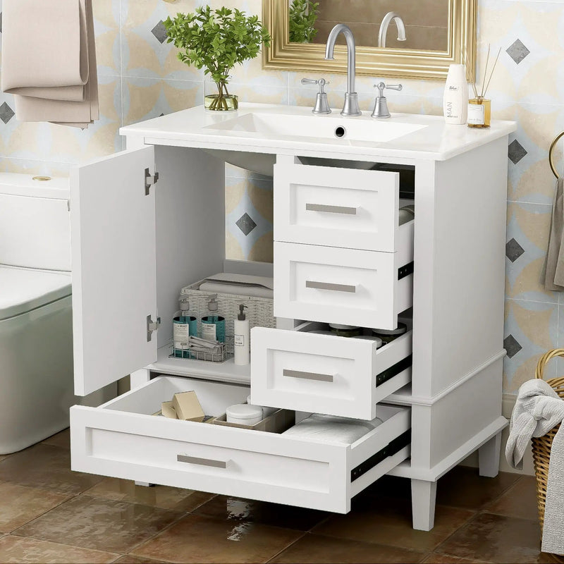 Bathroom Vanity, Modern Bathroom Cabinet With Sink Combo Set, Bathroom Storage Cabinet With A Soft Closing Door And 3 Drawers, Solid Wood Frame by Unique Piece Furniture