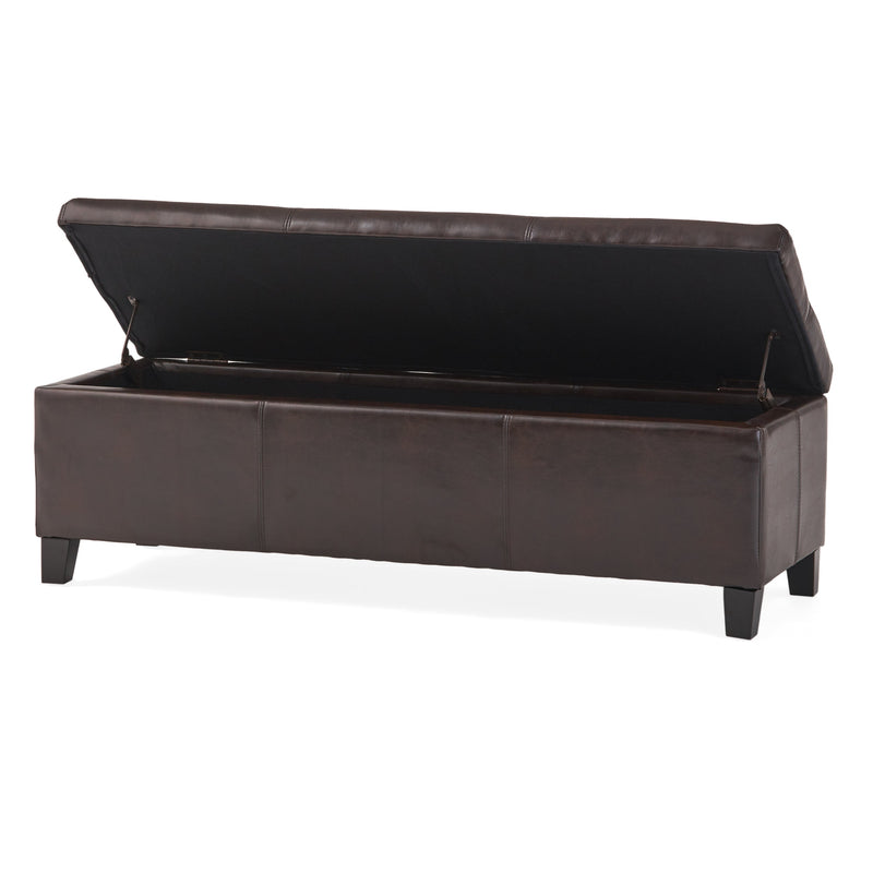 Upholstered PU Leather Storage Ottoman with Solid Wooden Legs by HouseOfZazla