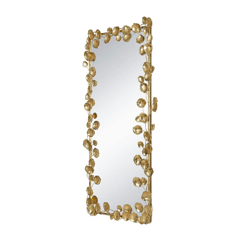 Full Length Mirror With en Leaf Accents, Floor Miiror For Living Room Bedroom - Gold by Unique Piece Furniture