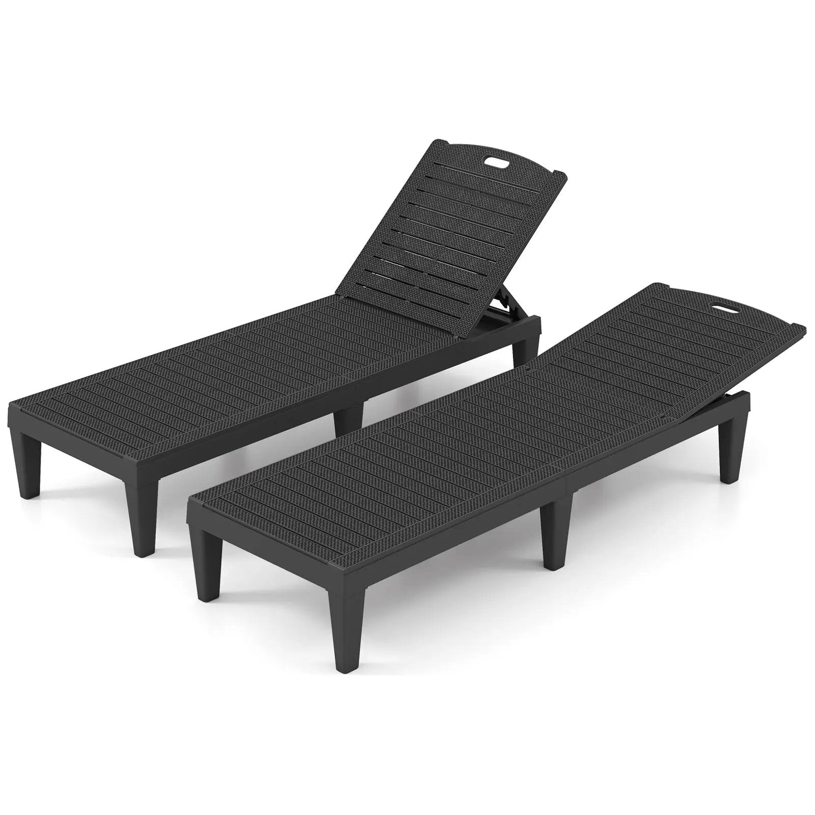 Outdoor PP Chaise Lounge Chairs Set of 2 with 4-Position Adjustable Backrests by DirectDeals