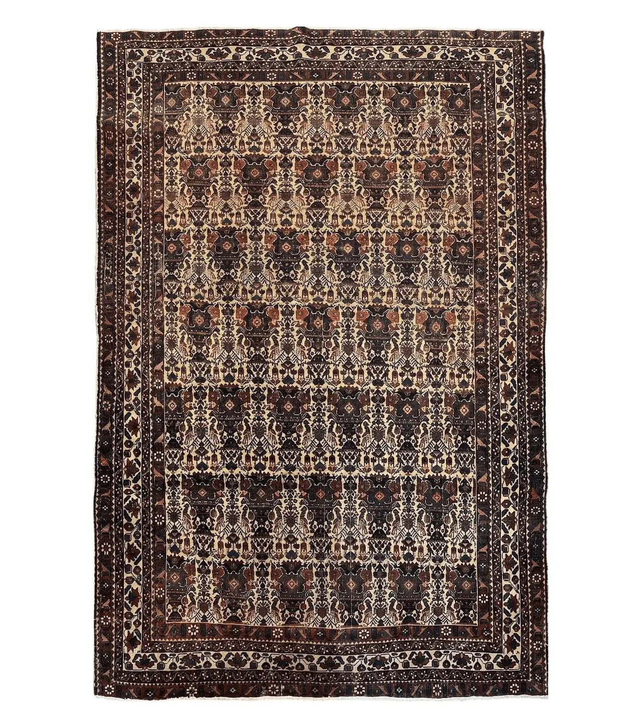 Antique Persian Afshar Rug 5x7, Wool Hand Knotted Oriental Carpet 5 x