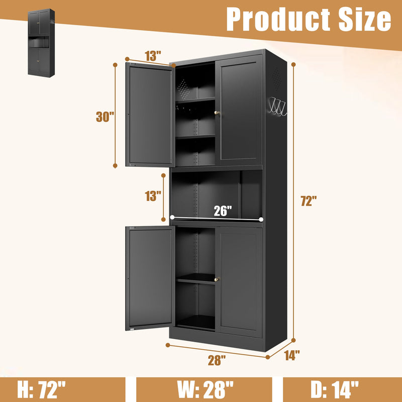 72-Inch High Metal Cabinet with Adjustable Shelves and Drawer - Gray, photo 2 of 10