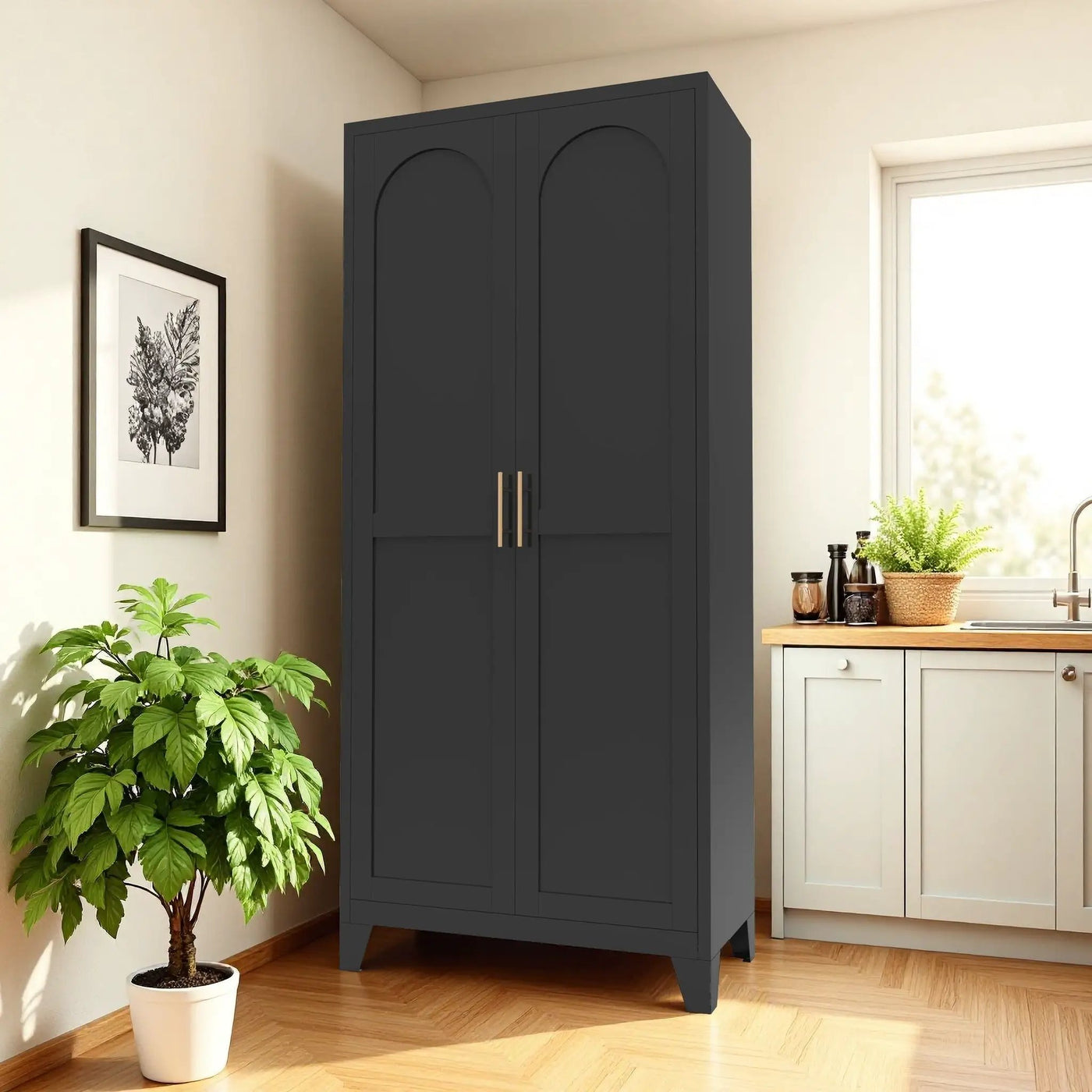 Shapely Doors Cabinet, Metal Storage Cabinet With Doors And Adjustable Shelves by Unique Piece Furniture