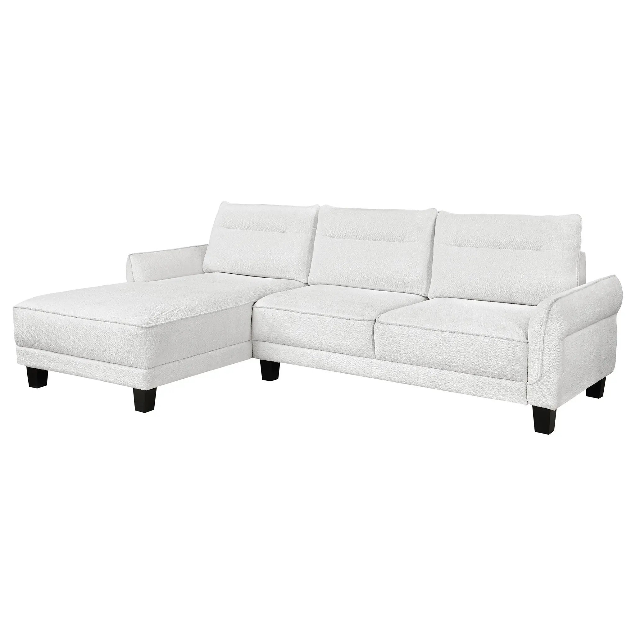 Caspian Upholstered Curved Arm Chaise Sectional Sofa White by Unique Piece Furniture