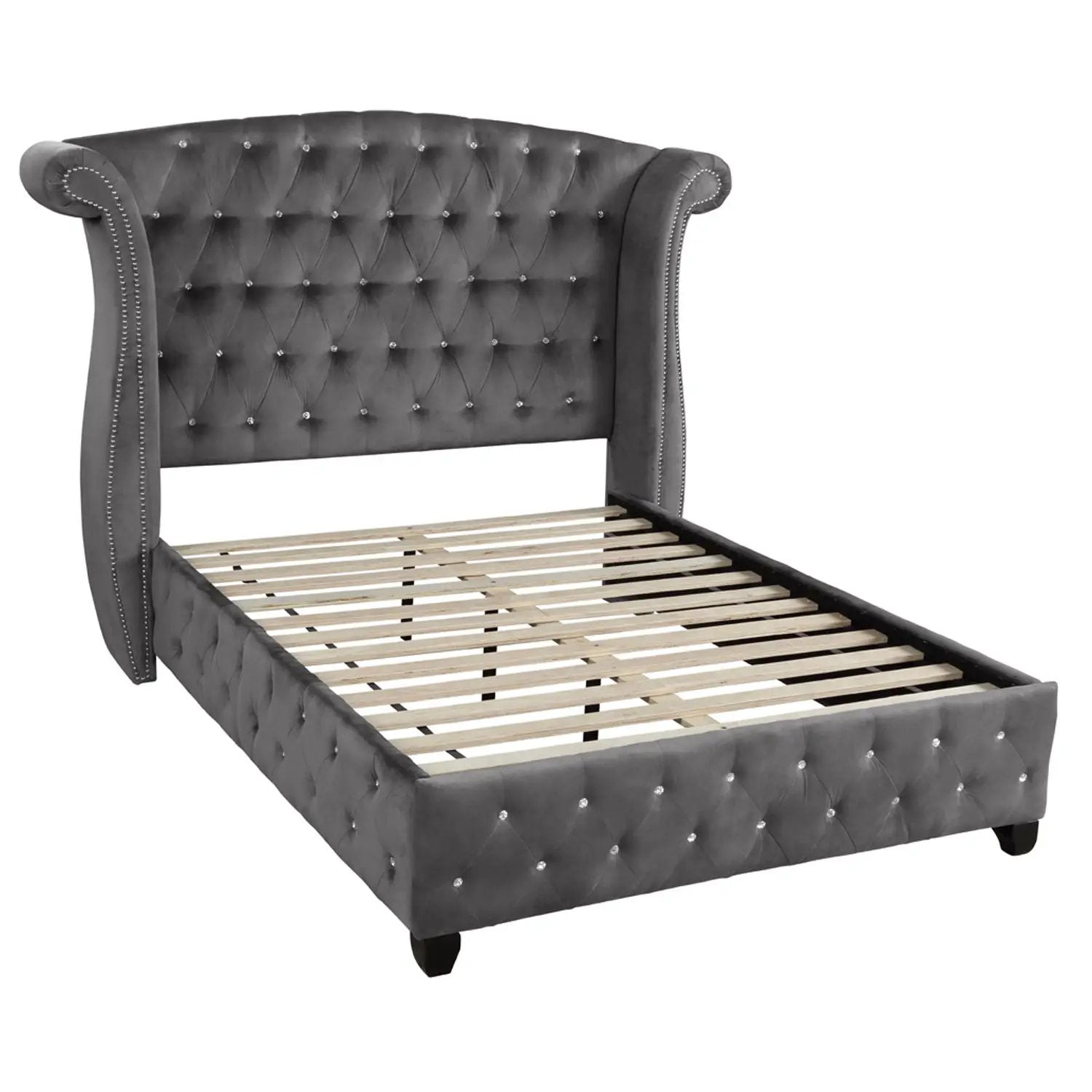Sophia - Crystal Tufted Upholstered Bed by HouseOfZazla