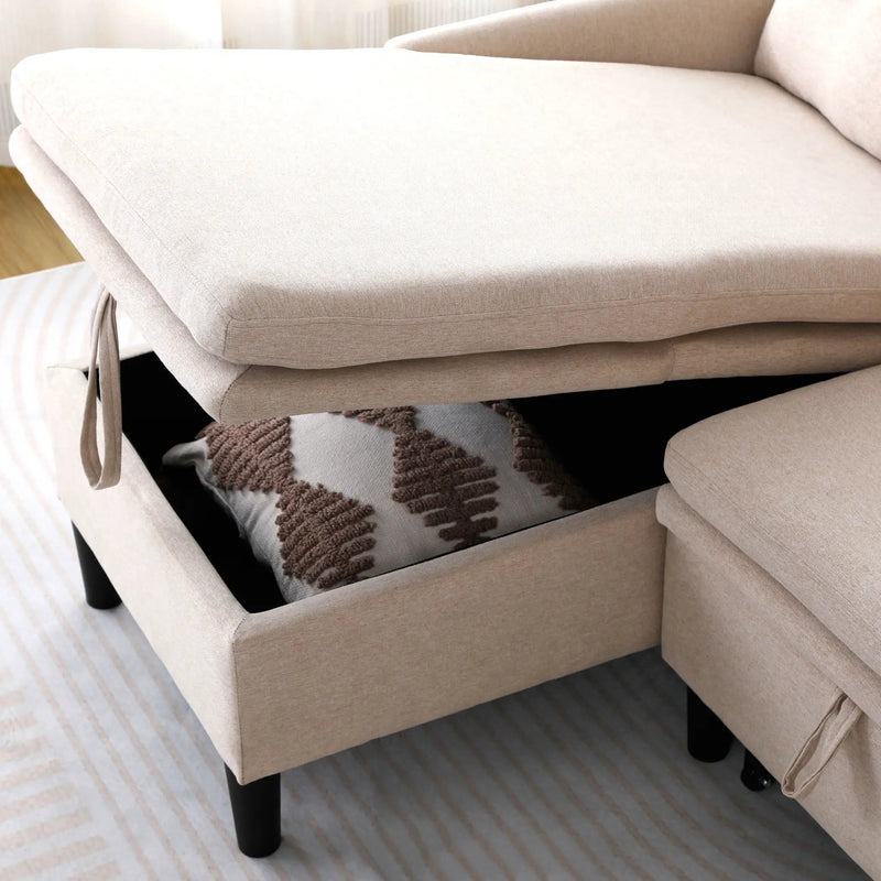 L-Shaped Reversible Chaise Sectional Sofa With Storage by Unique Piece Furniture
