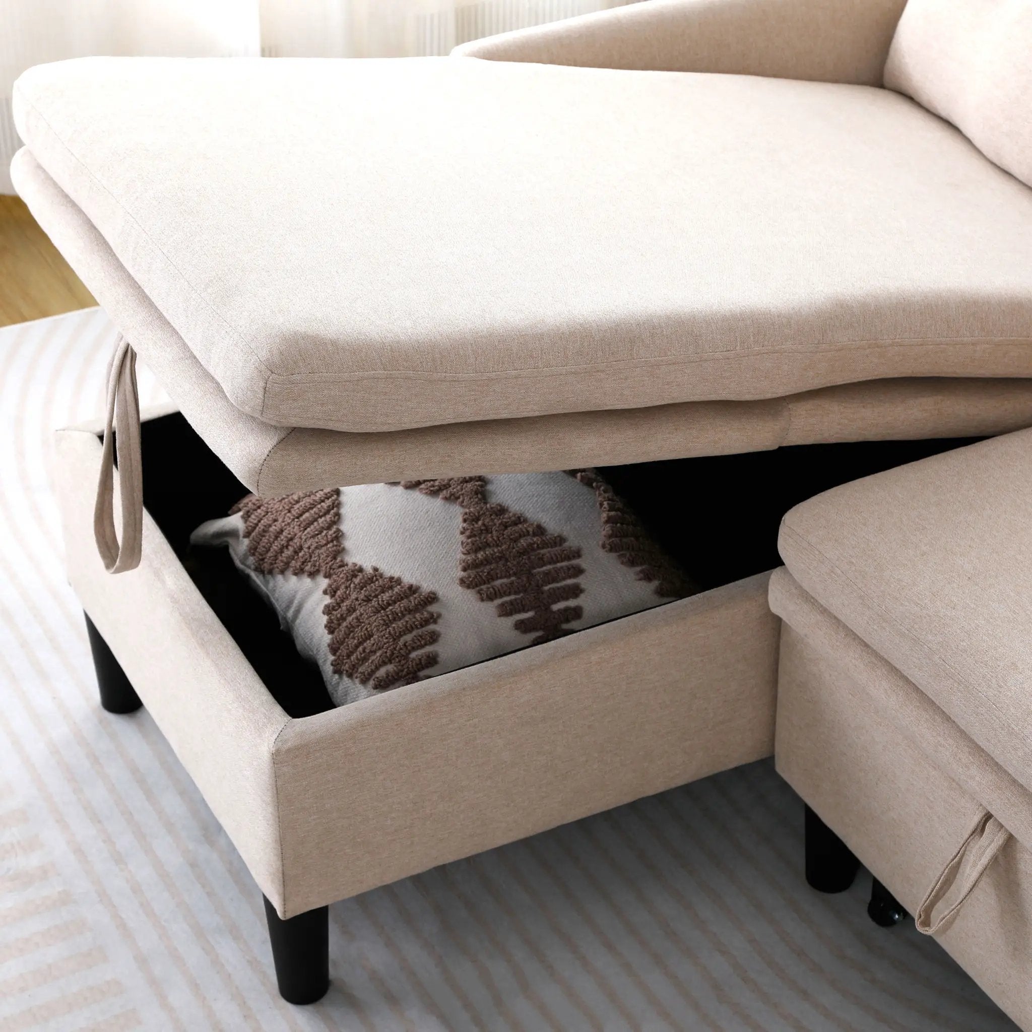L-Shaped Reversible Chaise Sectional Sofa With Storage by Unique Piece Furniture