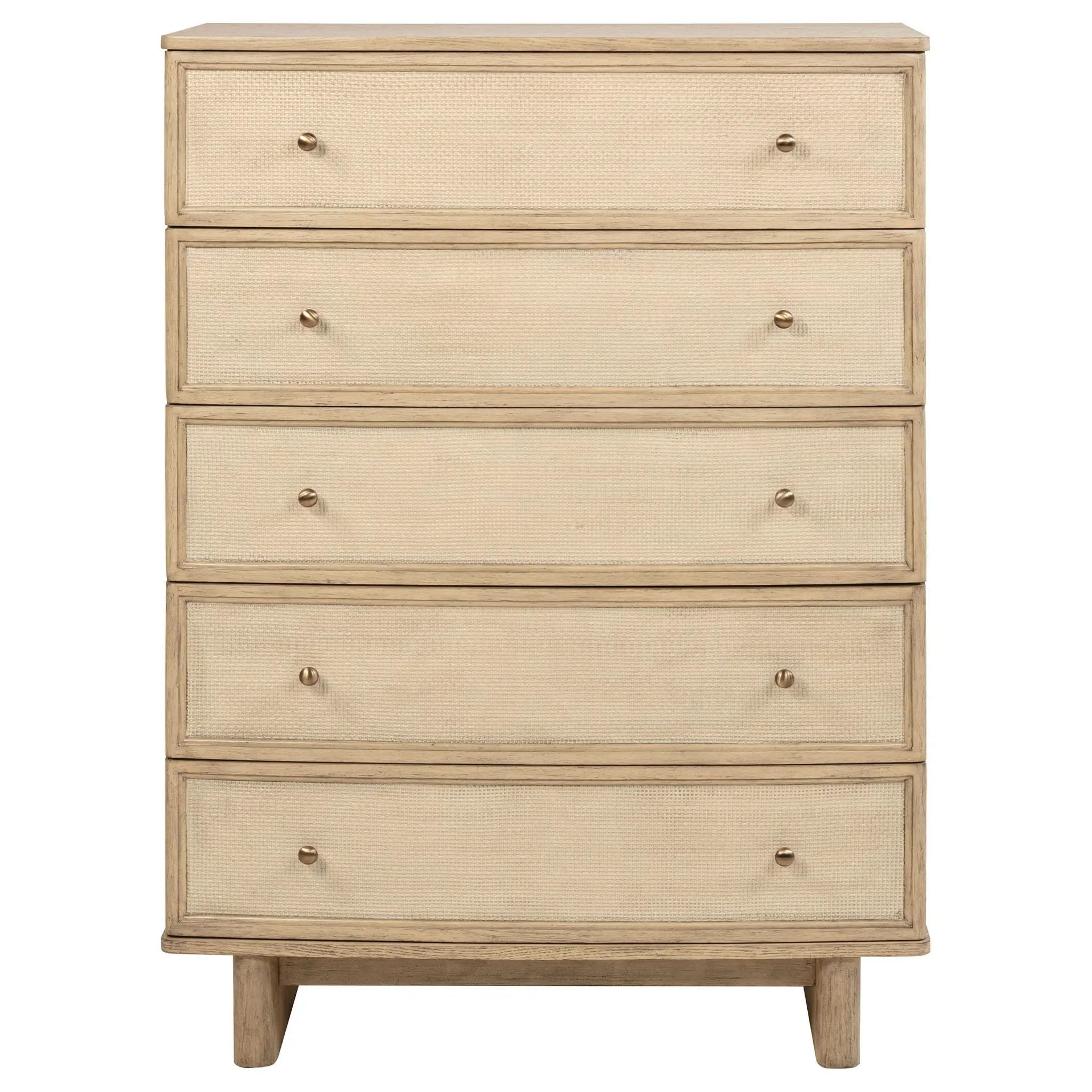 Kailani 5-drawer Bedroom Chest of Drawers Beige Oak by Unique Piece Furniture