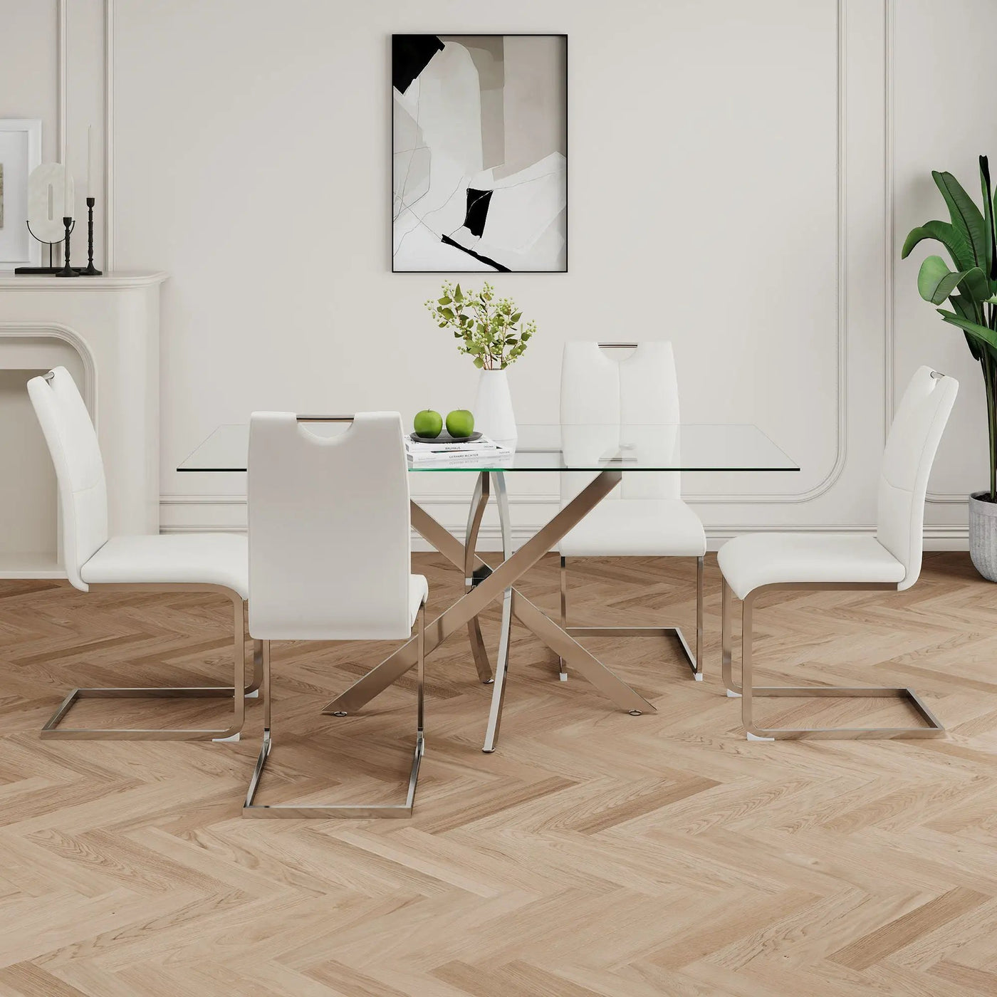 Modern Dining Chairs With Padded Seat And Metal Legs by HouseOfZazla