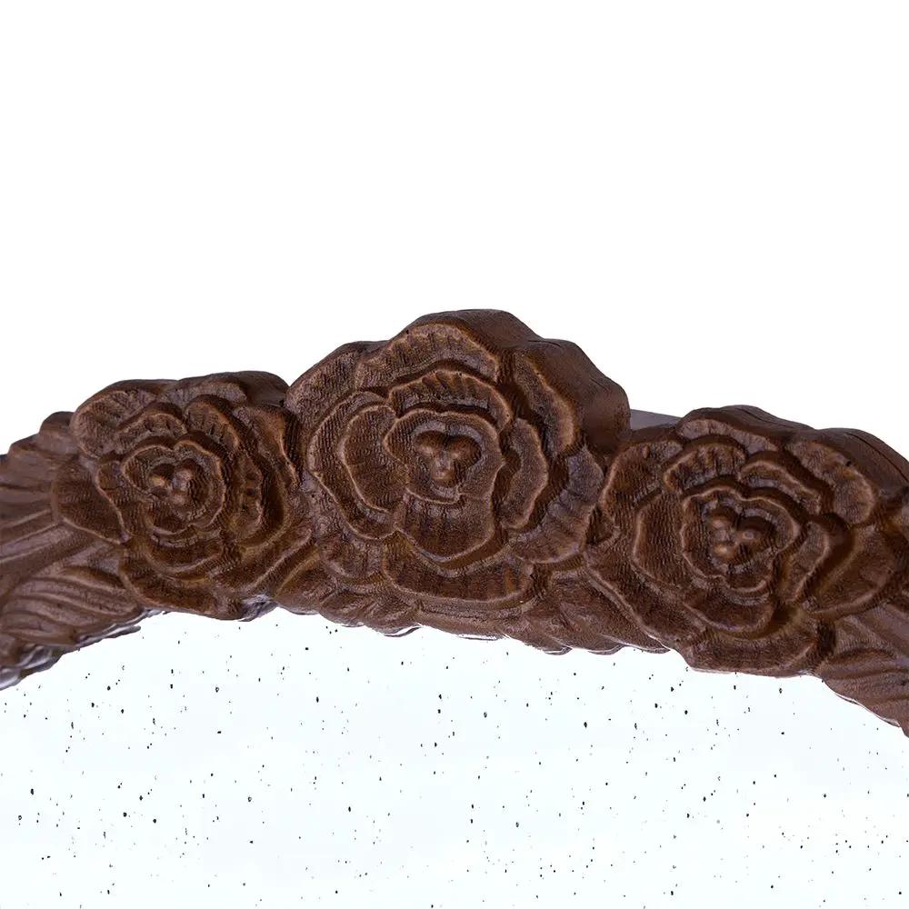 Hand Carved Rose Antique Mirror Frame, Wood Arch Mirror Wall Decor For Living Room by HouseOfZazla