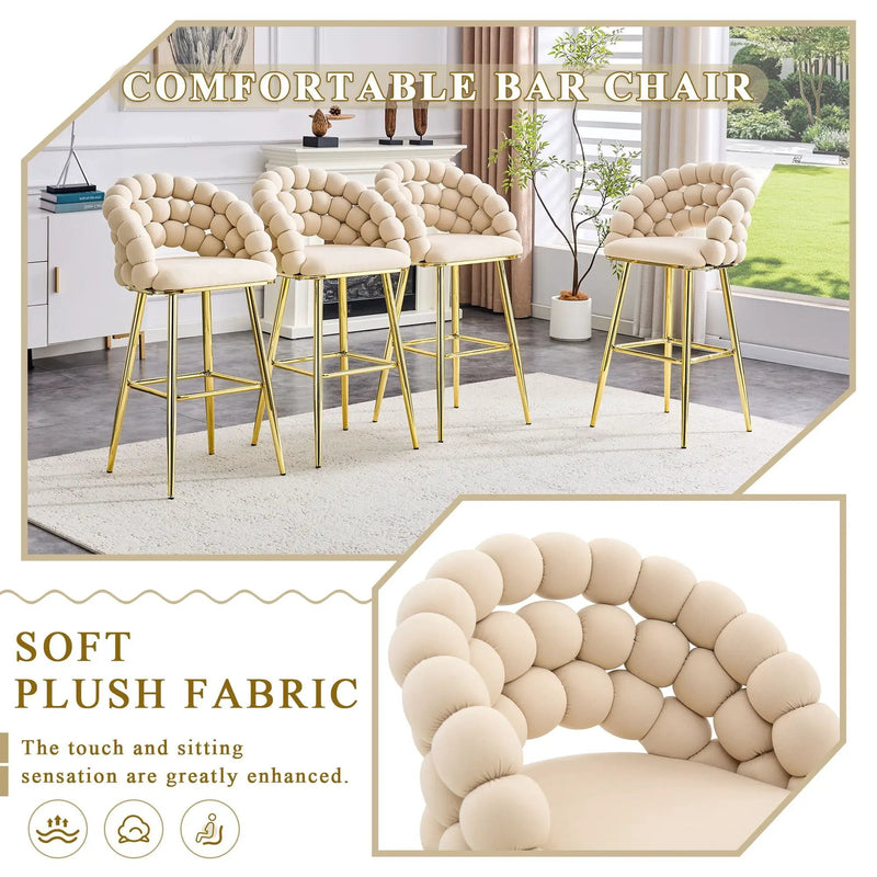 Bubble, Ball Chain Tufted Bar Chairs For Kitchen Island & Home Bar (Set of 2) by Unique Piece Furniture