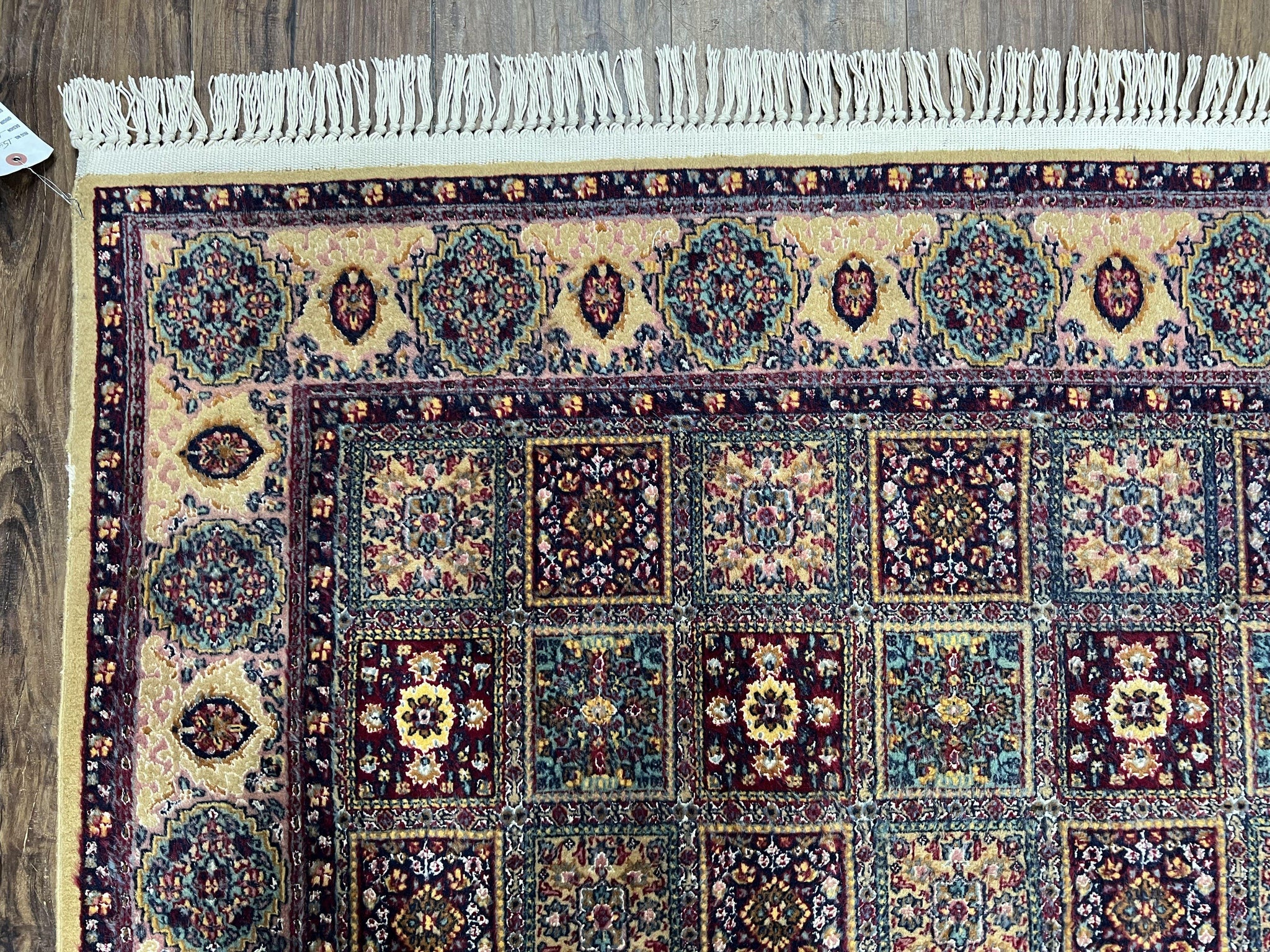 Indo Persian Silk Rug 4x6, Panel Design, Small Flowers, Hand Knotted, Fine Weave, Oriental Carpet 4 x 6, Vintage Area Rug, Beautiful Rug by Jewel Rugs