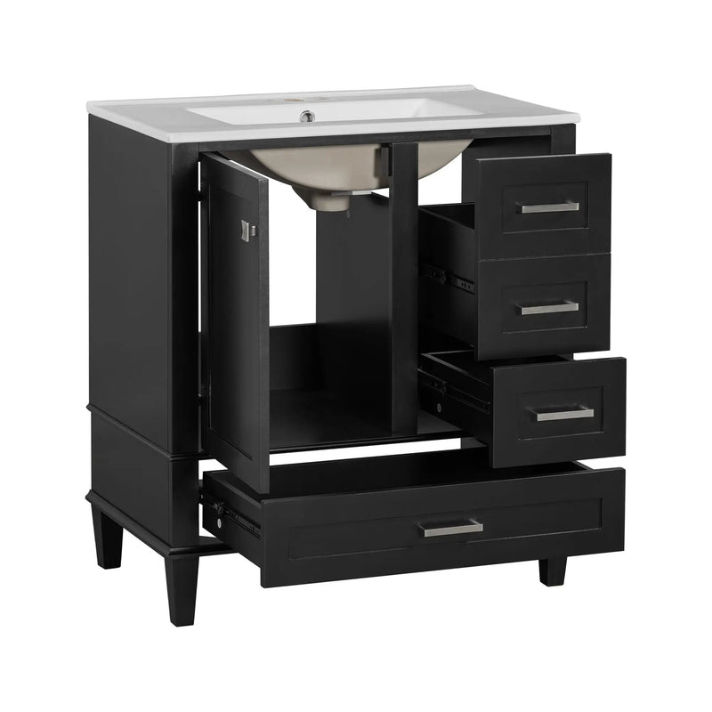 Bathroom Vanity, Modern Bathroom Cabinet With Sink Combo Set, Bathroom Storage Cabinet With A Soft Closing Door And 3 Drawers, Solid Wood Frame by HouseOfZazla