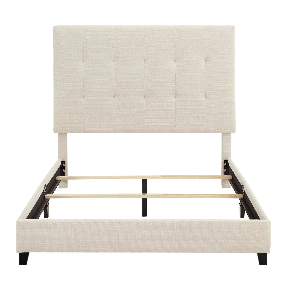 Tufted Upholstered Headboard Platform Bed with Padded Headboard - Queen, Beige or Dark Green, photo 10 of 29