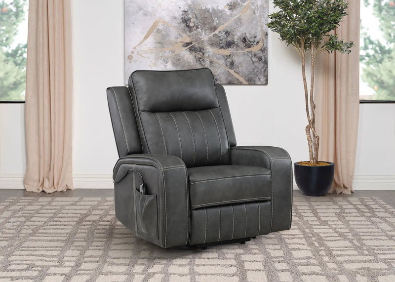 Raelynn Upholstered Power Lift Recliner Chair Grey by Unique Piece Furniture