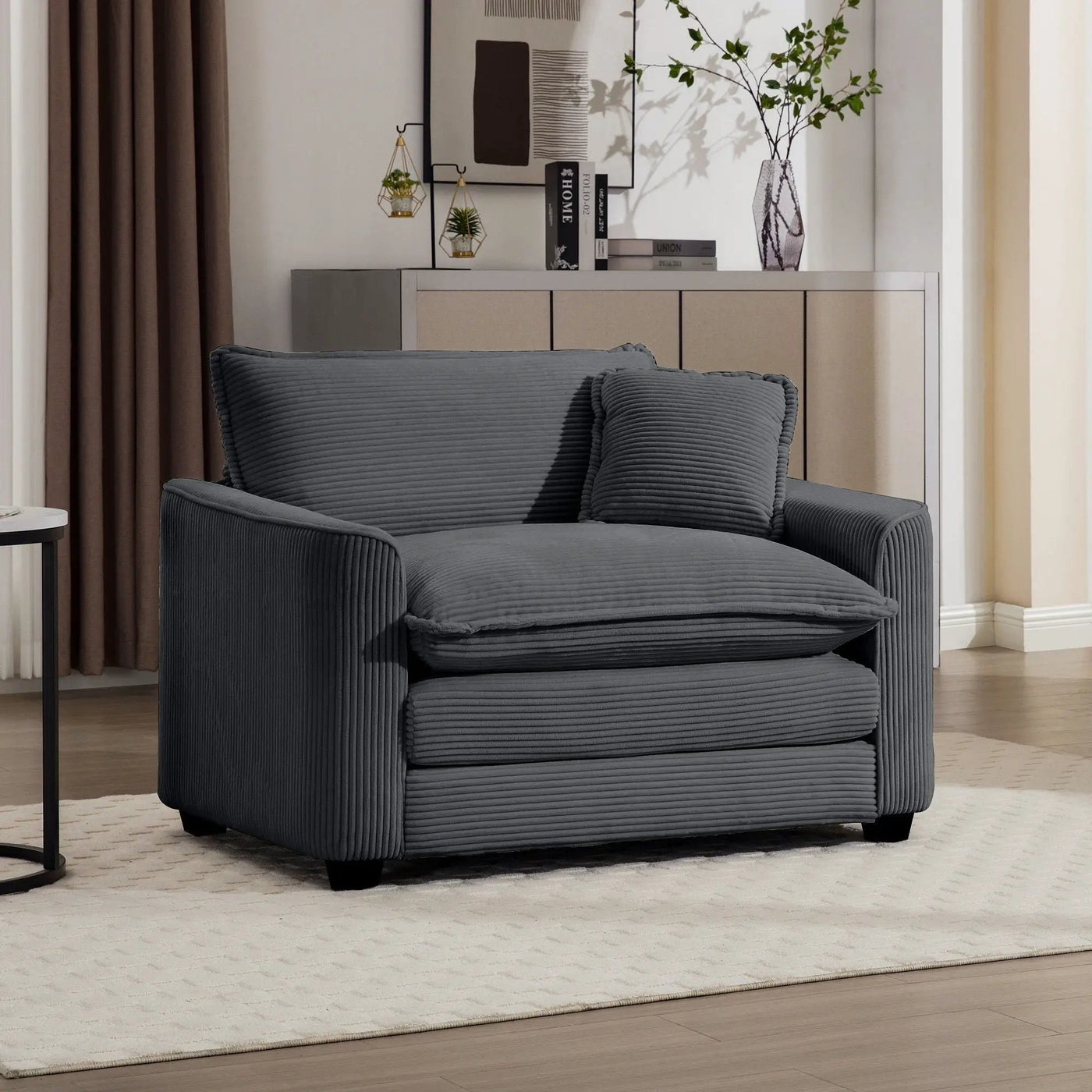 Modern Classic Fabric Single Chair Deep Seat Sofa With Pillow by HouseOfZazla