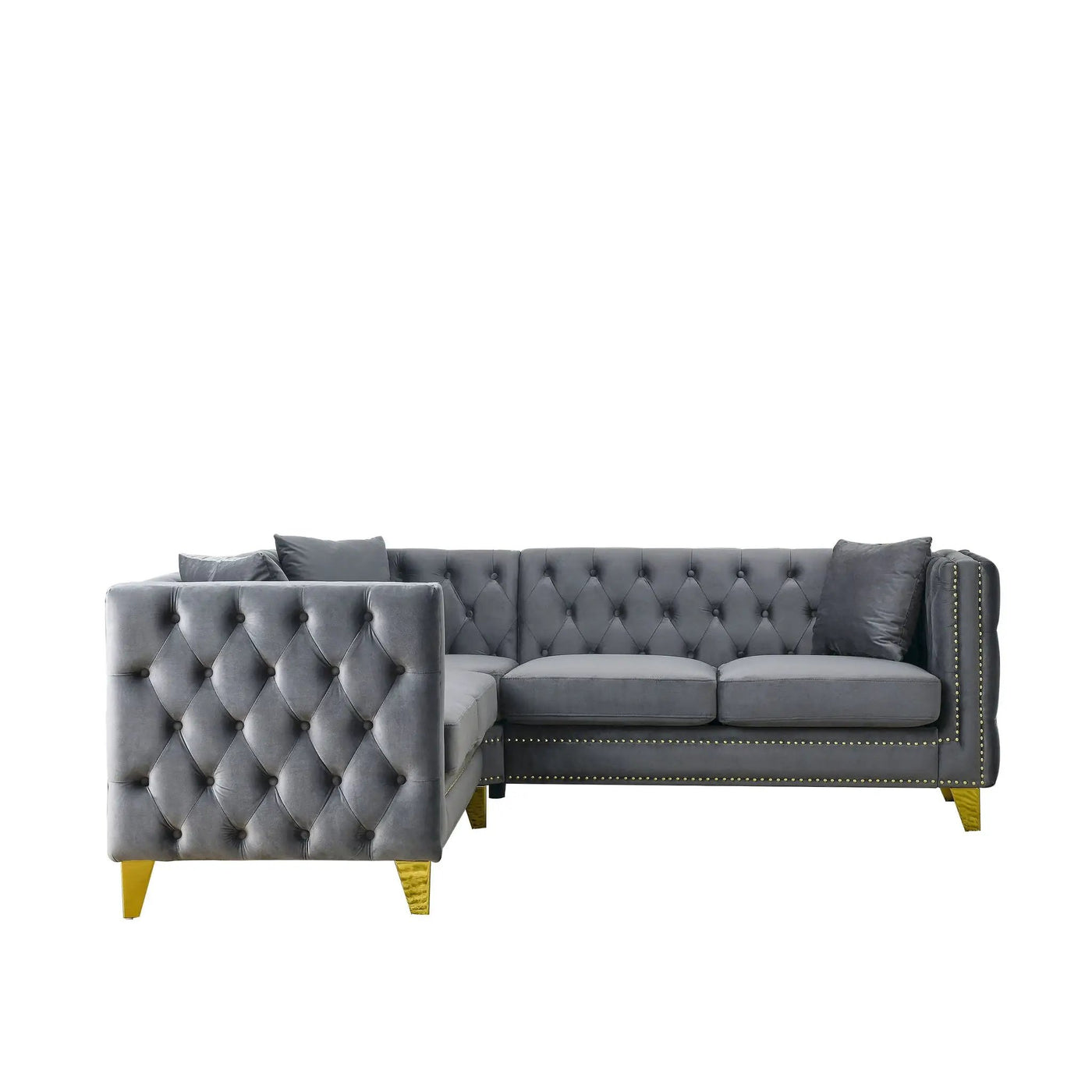 L-Shaped Corner Sofa, 5 Seater Sectional With Tufted Design by HouseOfZazla