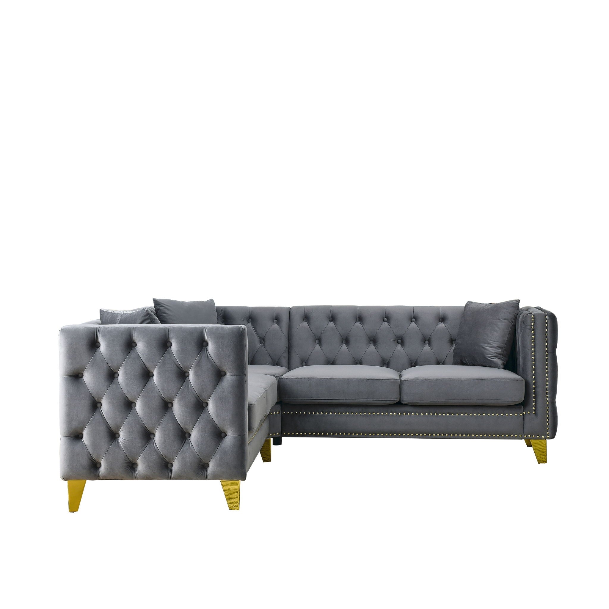 L-Shaped Corner Sofa, 5 Seater Sectional With Tufted Design by HouseOfZazla