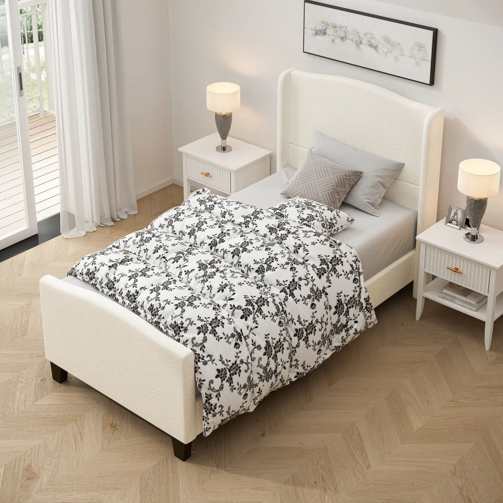 Platform Bed Frame With Tall Headboard And High Footboard by HouseOfZazla