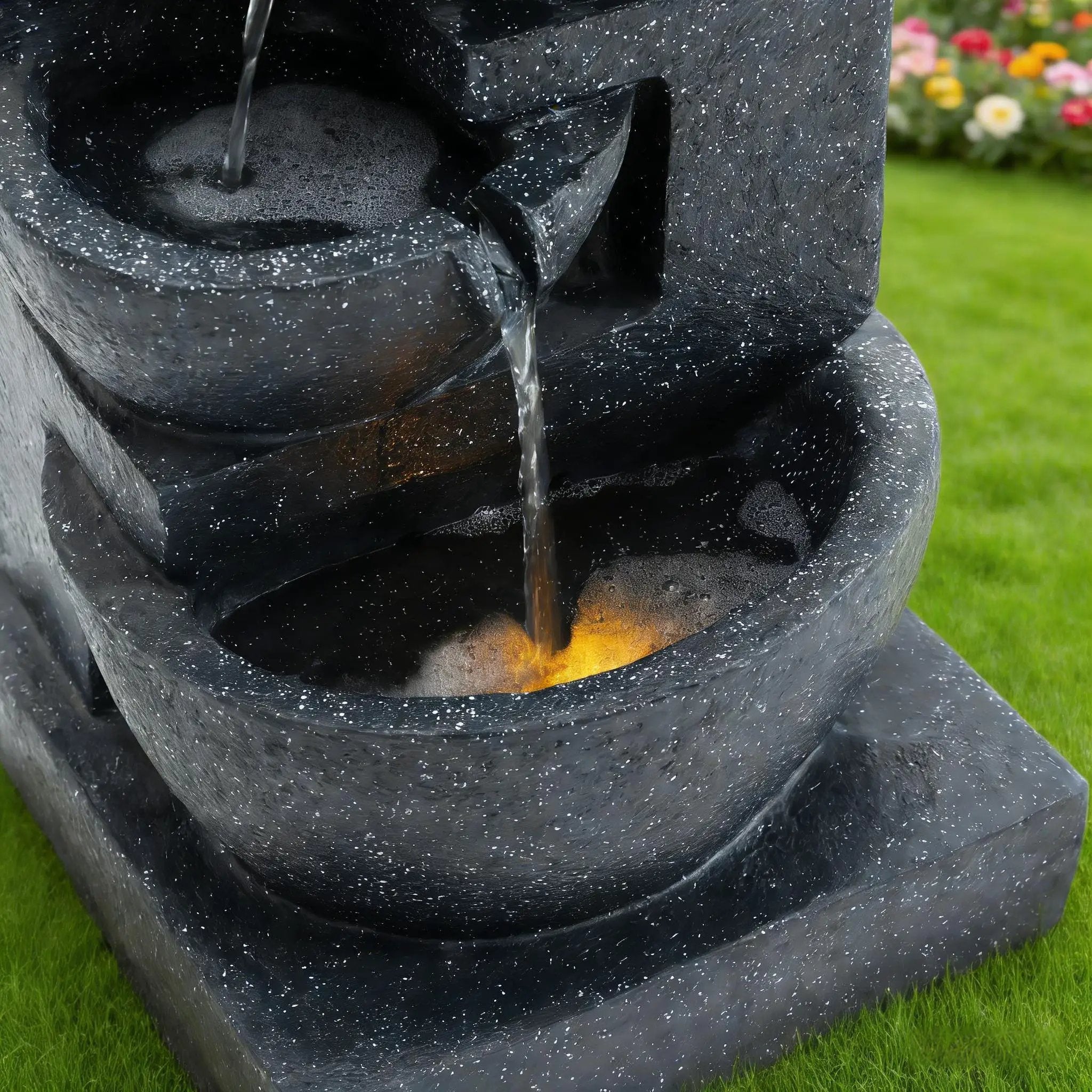 29-Inch Terrazzo Style LED Outdoor Indoor Water Fountain by HouseOfZazla