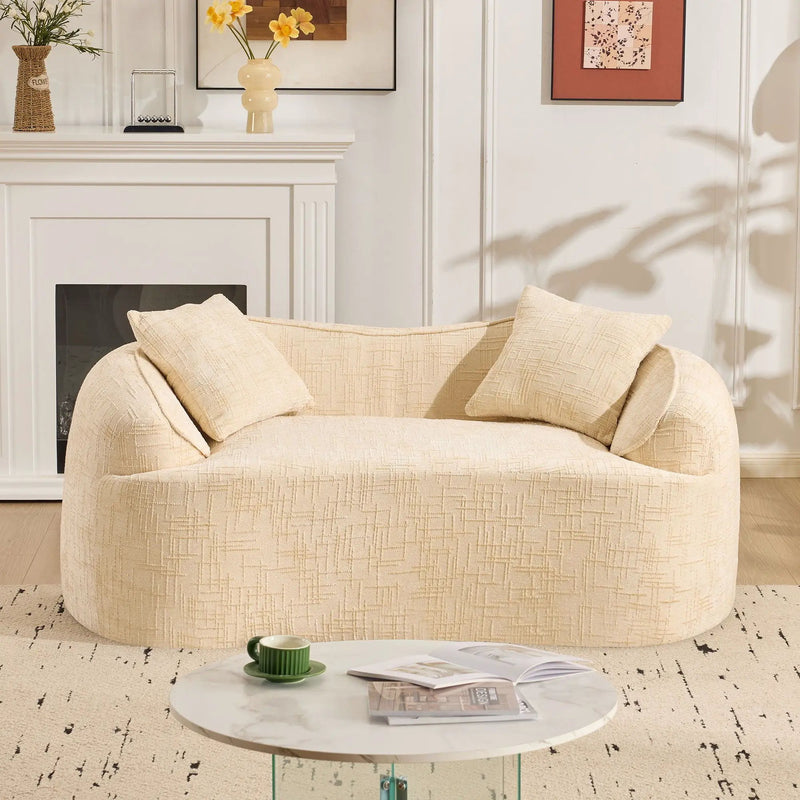 Curved 2 Person Compress Sofa With Armrests, Includes Pillows by Unique Piece Furniture