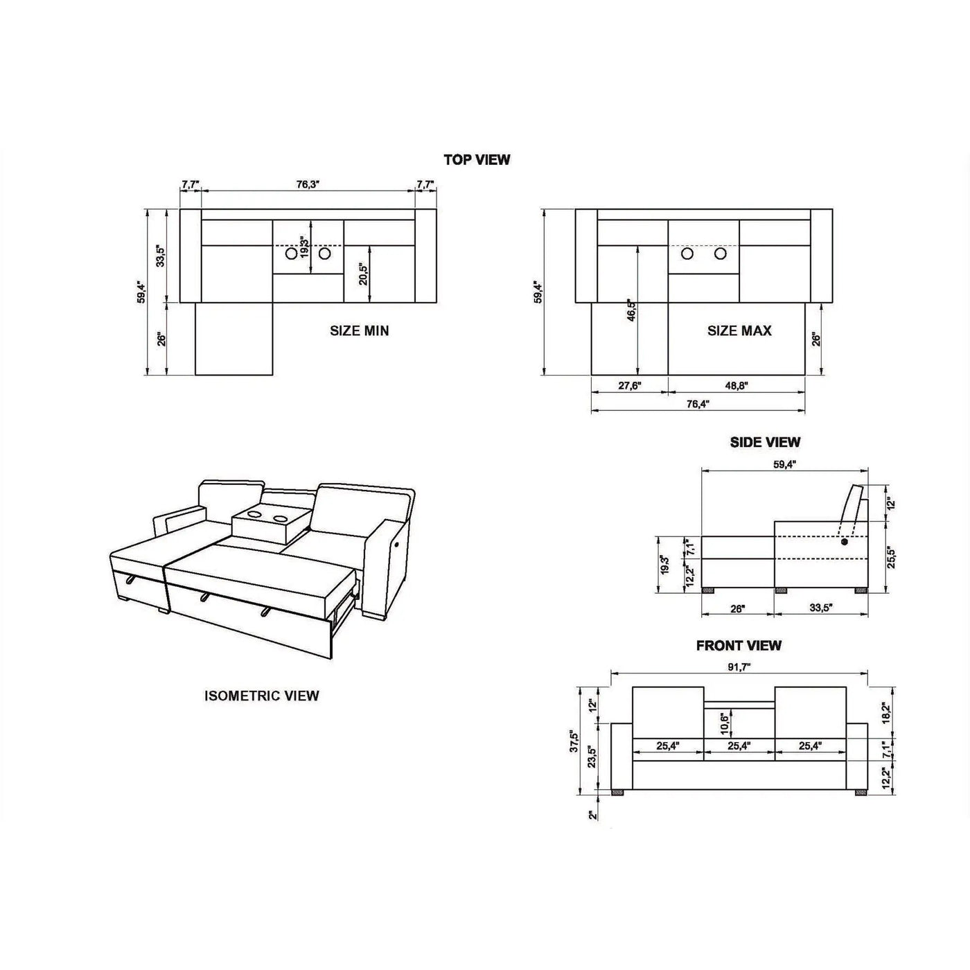 Territory - Pull Out Sofa Bed by Unique Piece Furniture