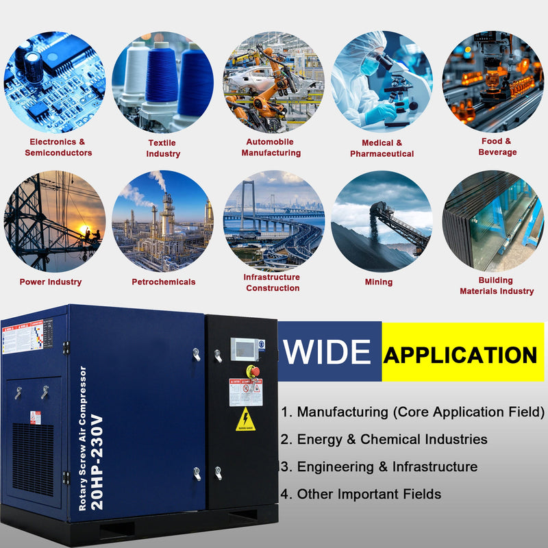 20HP Rotary Screw Air Compressor, 74 CFM, 125 PSI, Industrial-Grade by HouseOfZazla