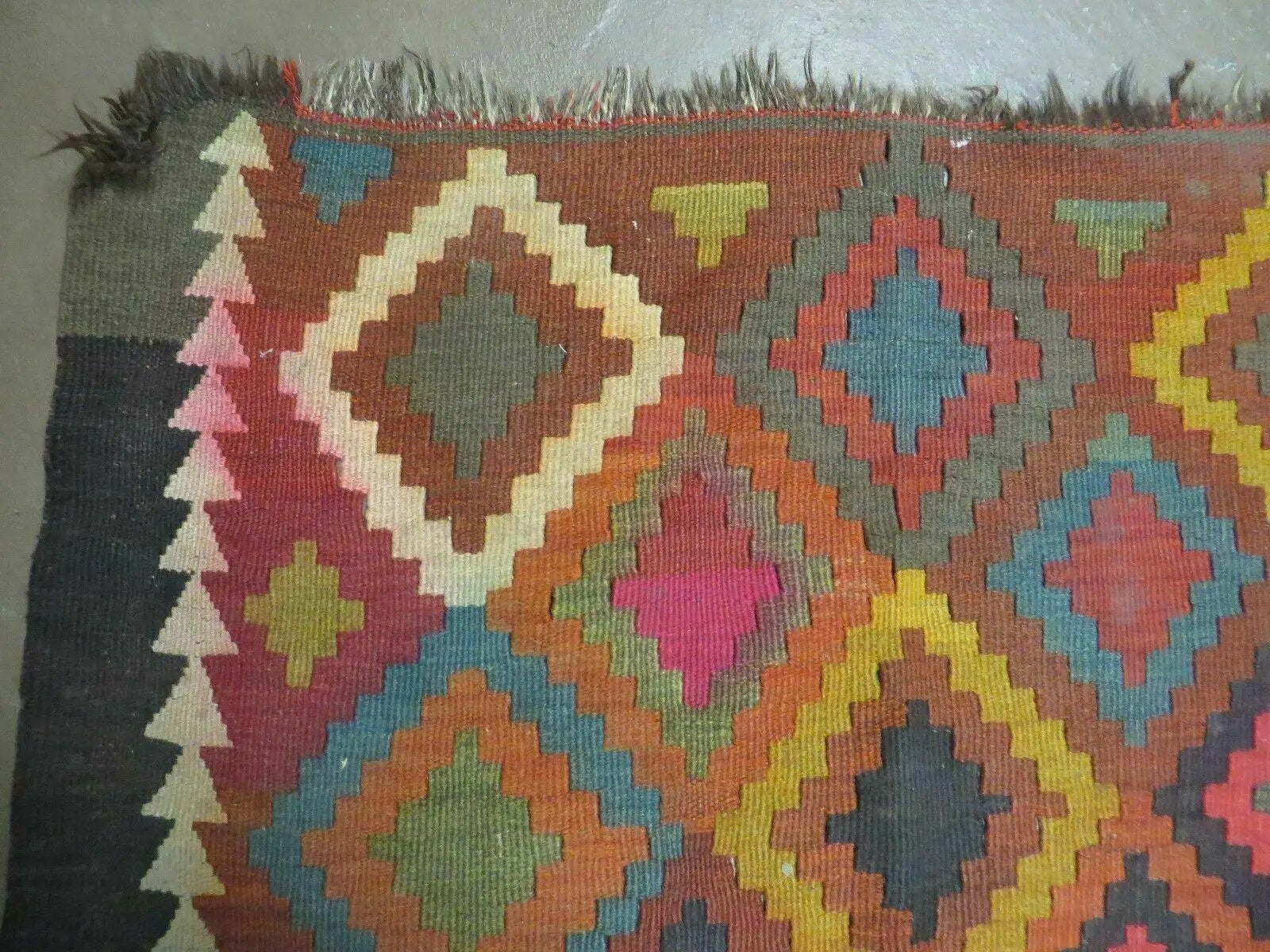 7' X10' Antique Afghan Kilim Handmade Flat Weave Wool Rug Vegy Organic Colorful by Jewel Rugs