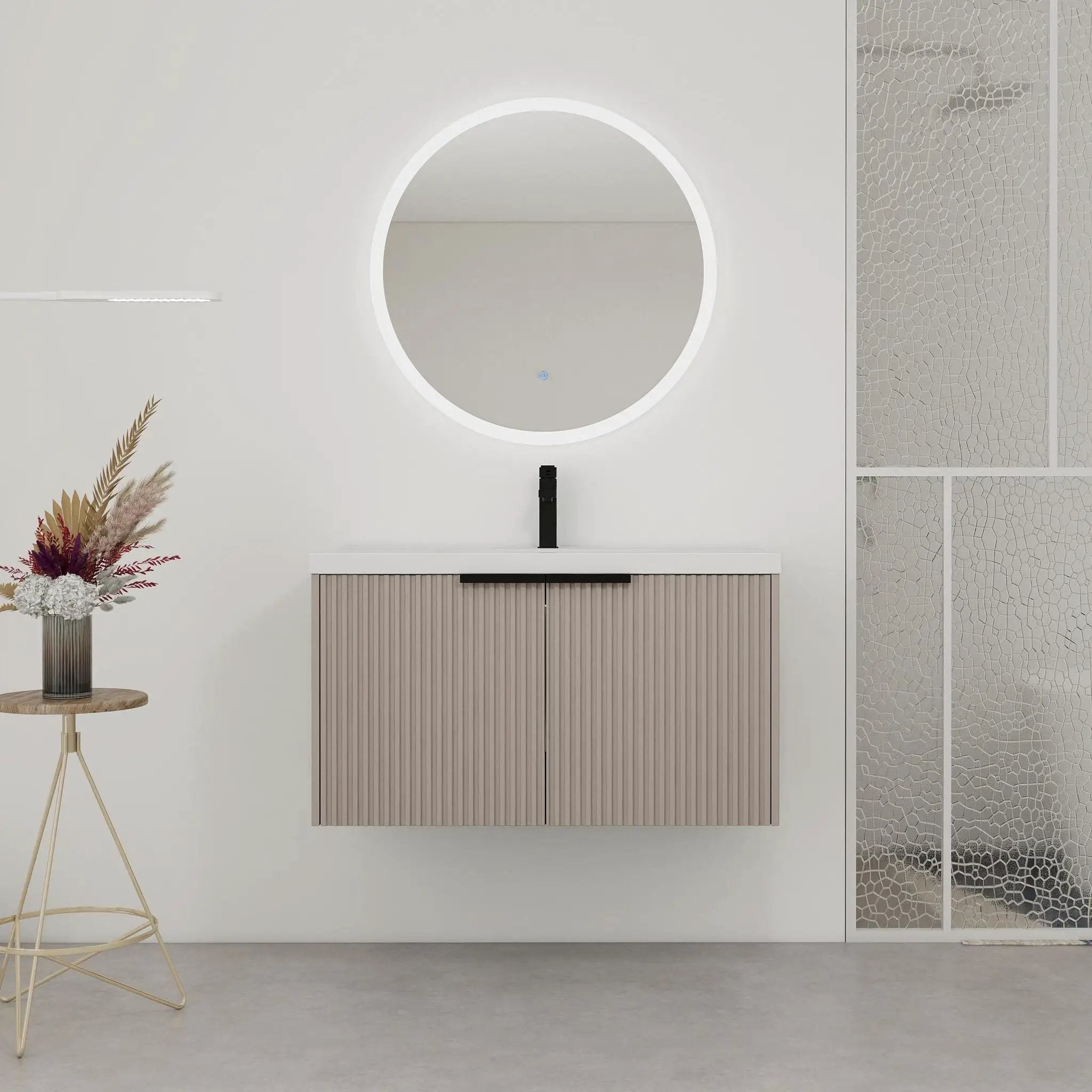 Contemporary Wall Mounted Bathroom Vanity With Resin Double Sink by Unique Piece Furniture